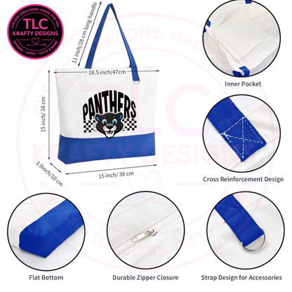 Maplewood Heights Panthers Zippered Canvas Tote Bag – School Spirit Bag