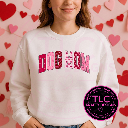 Dog Mom Valentine Sweatshirt or T-Shirt – Pink Hearts Valentine Dog Lover Apparel