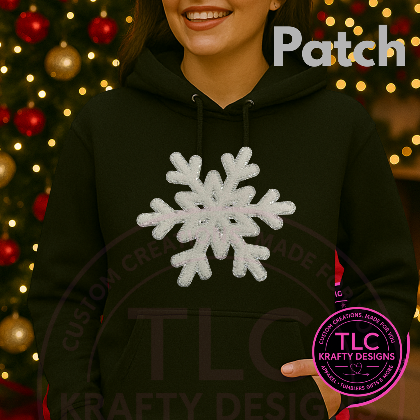 Extra Large Sequin Snowflake Chenille Patch – Sparkly Winter Chenille Patch or Sew-On Accent