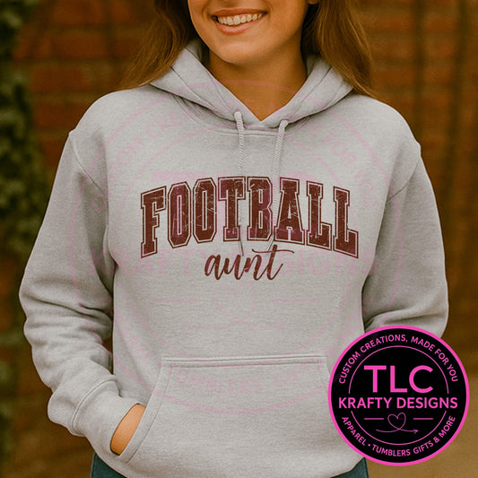 Football Aunt Sweatshirt or Hoodie – Game Day Auntie Top | Sports Aunt Gift | Football Season Crewneck or Hoodie | Team Spirit Graphic