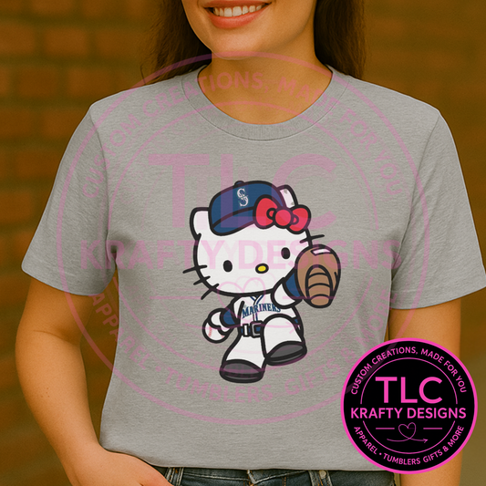 Seattle Baseball Hello Kitty Trio T-Shirt – Adorable Baseball Fan Tee!