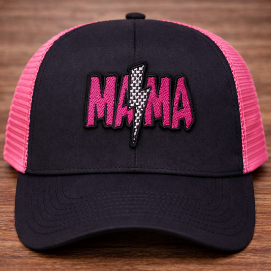 Mama Lightning Bolt Patch Trucker Hat