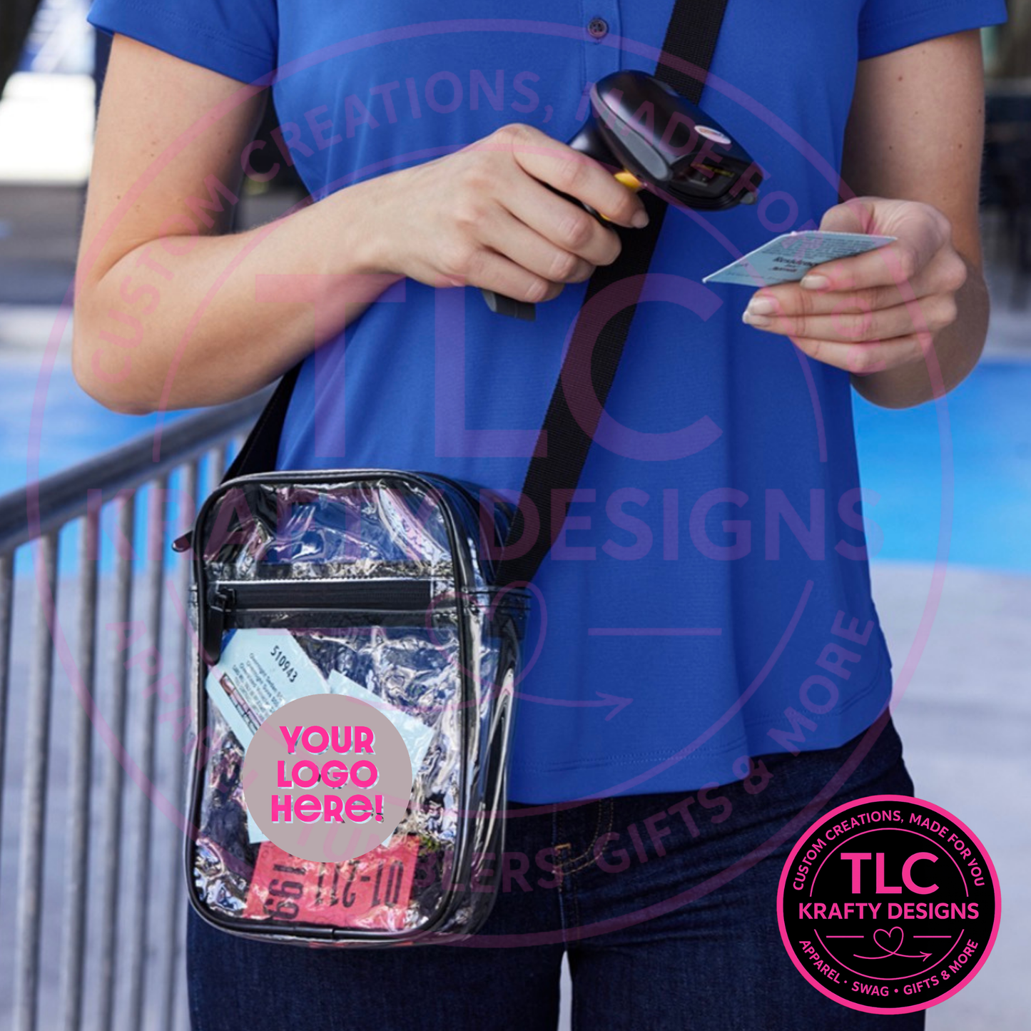 Custom Clear Crossbody Bag – Personalized School, Team or Business Bag