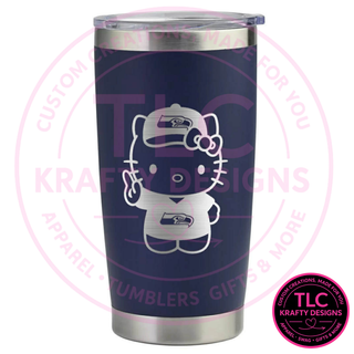 Seattle Football Kitty Design - 20oz Engraved Tumbler Collection