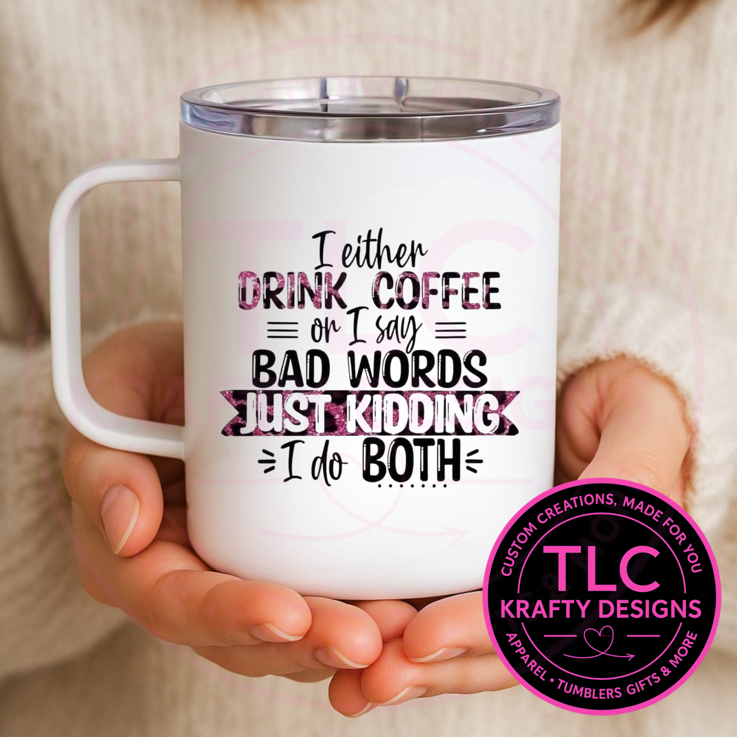 Funny Coffee Mug – Coffee & Bad Words Travel Mug, Sarcastic Adult Humor Cup, Sassy Cuss Word Mug, Gift for Coffee Lovers, 12oz Insulated Mug