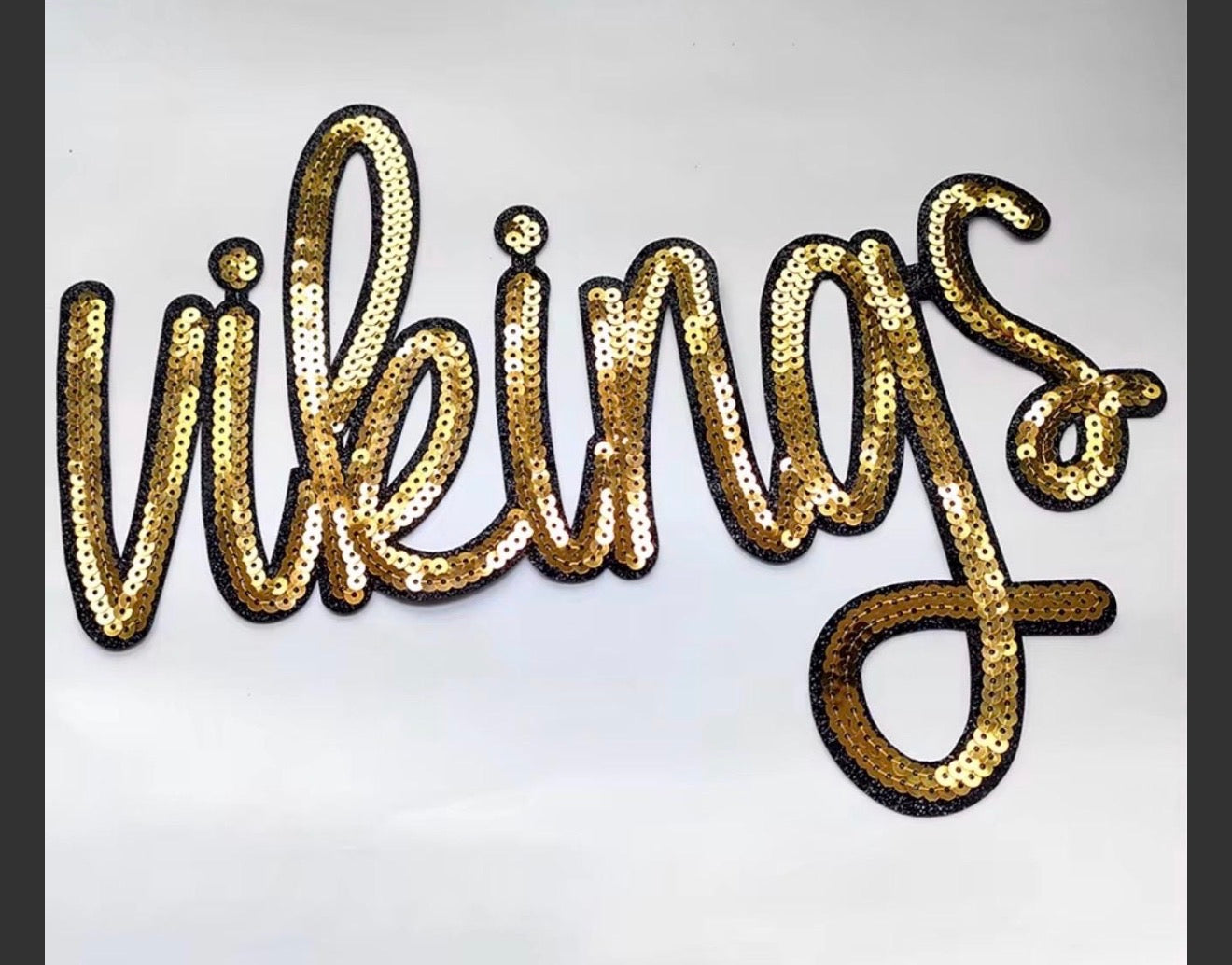 Vikings Gold Sequin Script Patch Sweatshirt