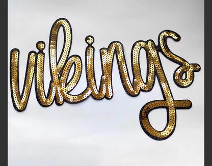 Vikings Gold Sequin Script Patch Sweatshirt