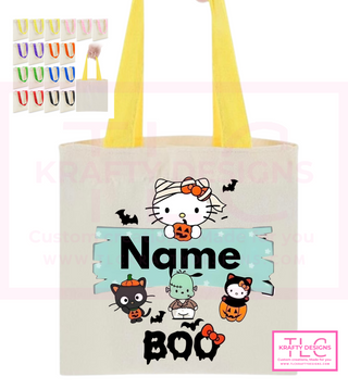 Custom Halloween Trick or Treat Tote Bags – Personalized Kids Candy Bags in Fun Character Designs
