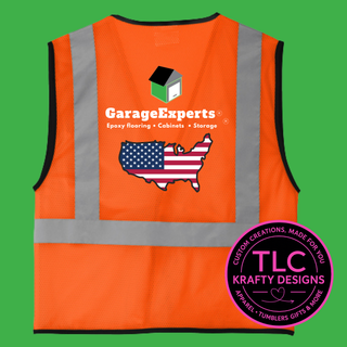 GarageExperts Safety Vest – American Flag or USA Map Flag Option