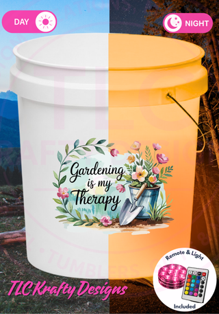 Gardening Is My Therapy Light Up Bucket, Garden Lover Gift, Flower Gardener LED Bucket, Gardening Decor, Outdoor Patio Light, Plant Mom Gift