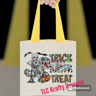 Trick Rawr Treat Skeleton with Dinosaur Trick or Treat Bag