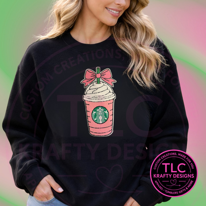 Pink Coffee Cup Chenille Shirt or Sweatshirt – Cute Coffee Lover Apparel | Cozy Statement Top