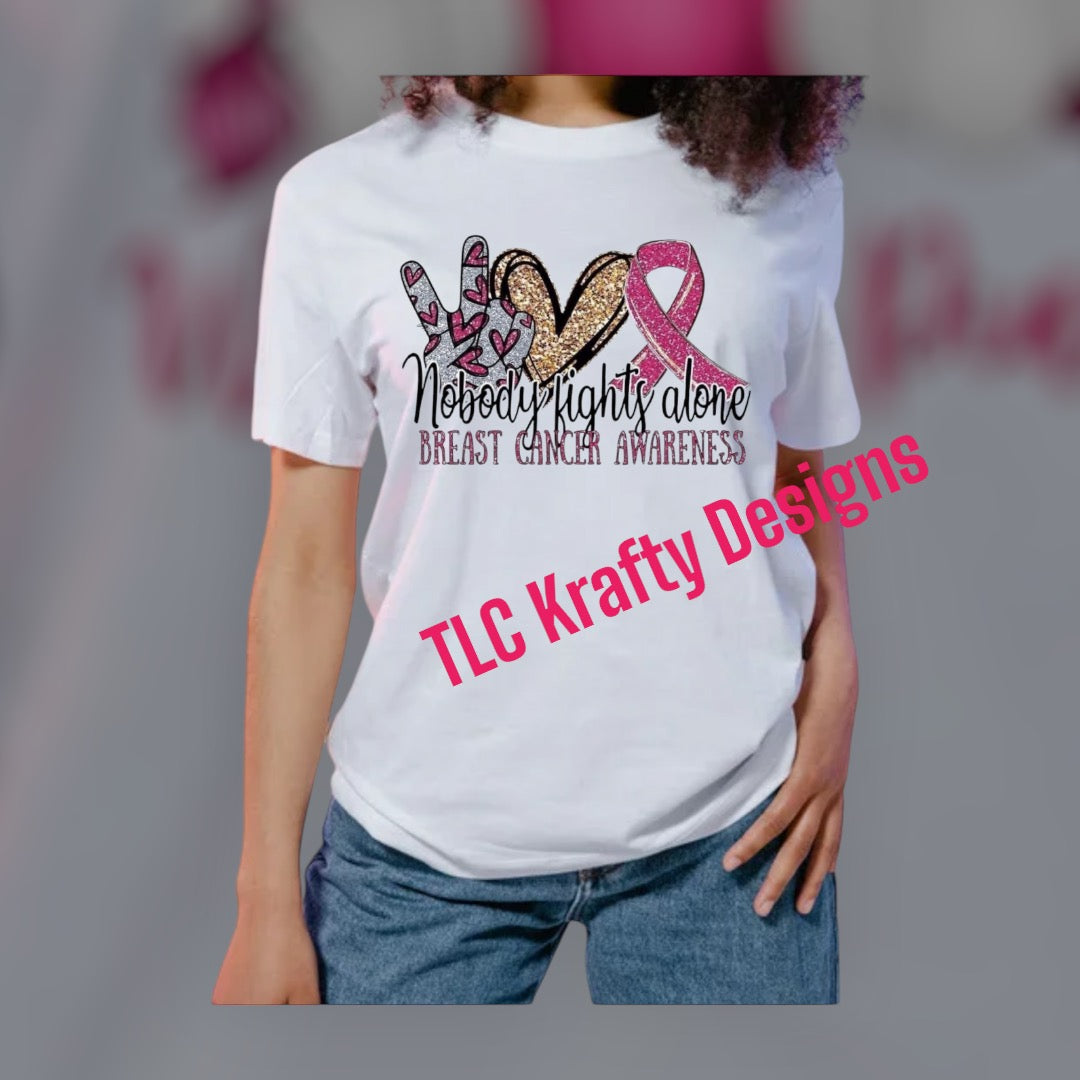 Nobody Fights Alone Breast Cancer Awareness Tee