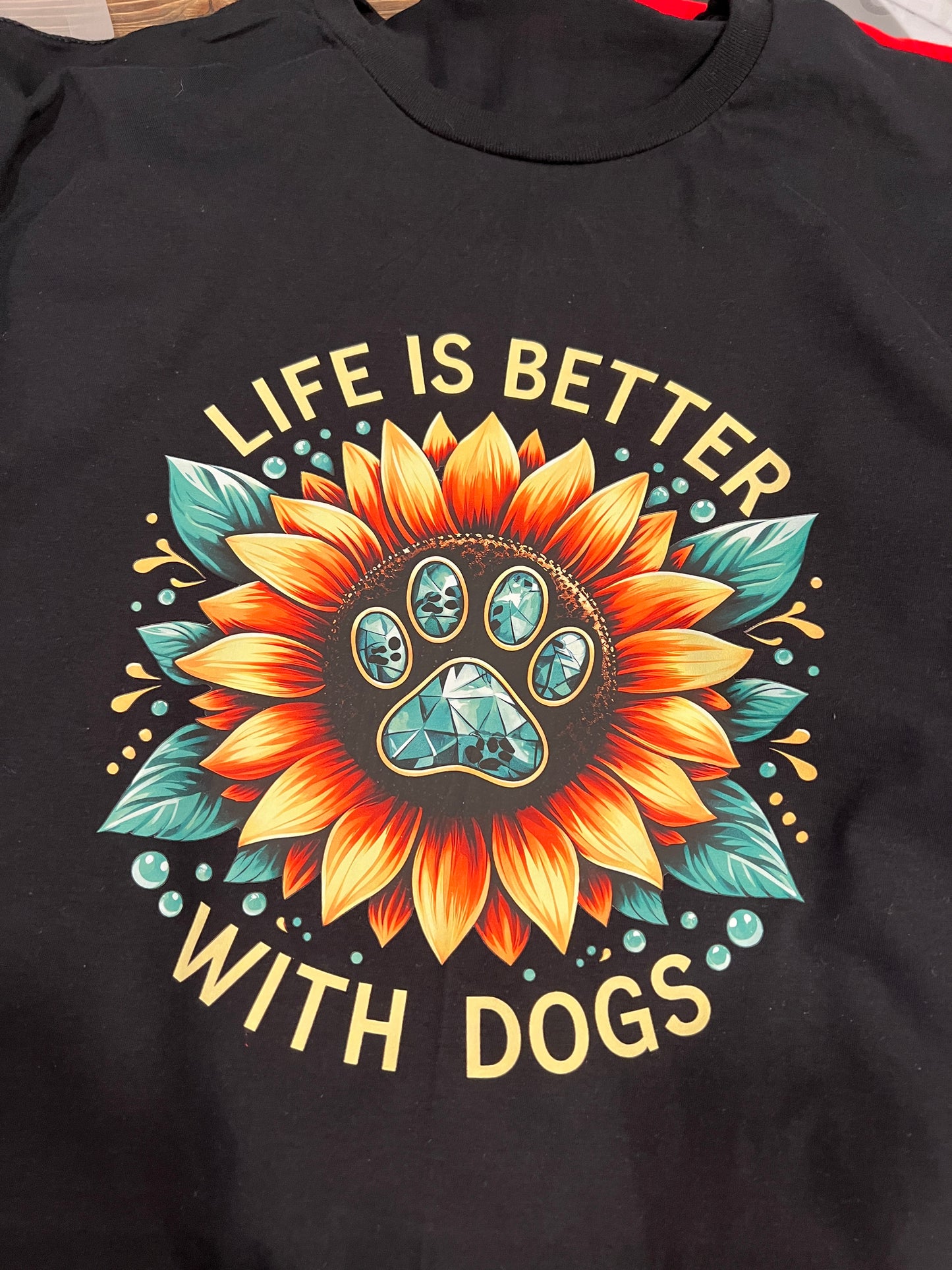 “Life is Better with Dogs” Sunflower Tee