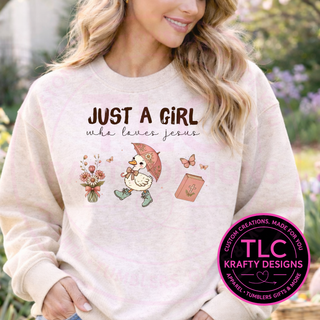 Just A Girl Who Loves Jesus Floral Duck T-Shirt or Sweatshirt