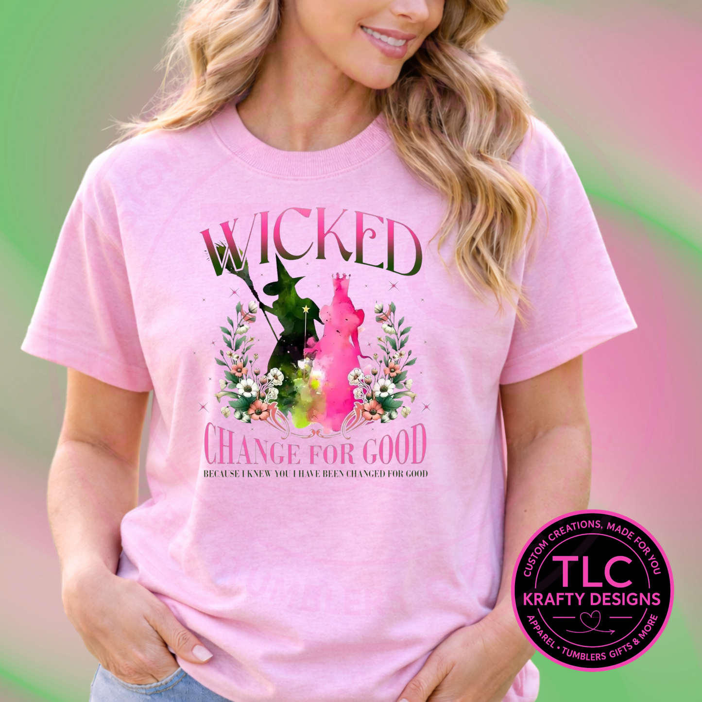 Pink Wicked-Inspired Shirt or Sweatshirt – Changed for Good Fantasy Design | Musical Theater Fan Apparel