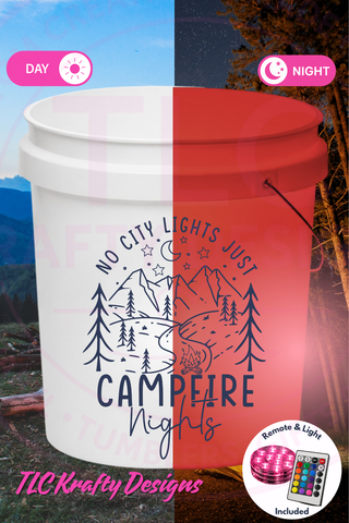 No City Lights, Just Campfire Nights White LED Bucket with Lid | Custom UVT Design + Seat Lid Upgrade