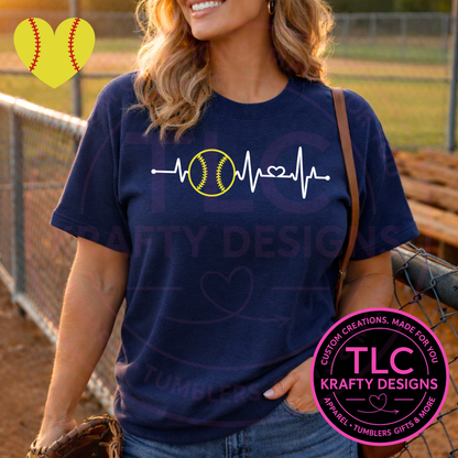 Softball Mom Shirt & Sweatshirt – Softball Heartbeat Graphic Tee