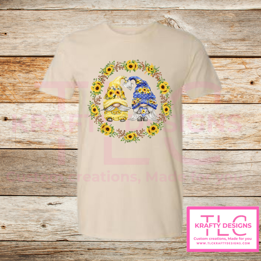 Sunflower Gnome Love Tee – Cute Matching Gnome Shirt 🌻💛💙