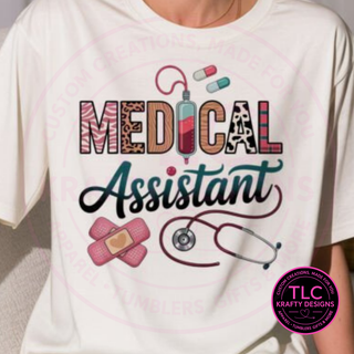 Patterned Medical Assistant Typography Design – Medical Assistant T-Shirt or Sweatshirt