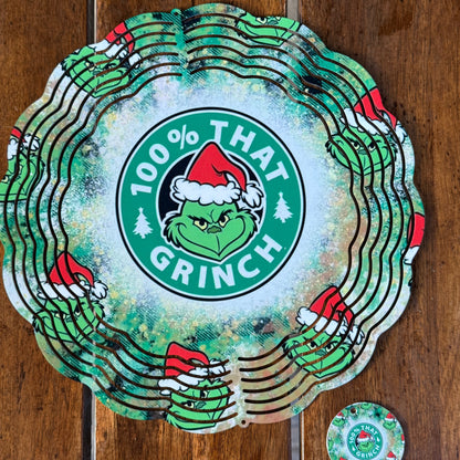 That Grinch 10” Wind Spinner – Festive Christmas Sublimated Metal Yard Décor CK
