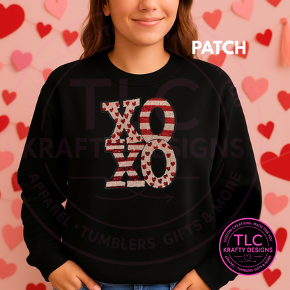 XL XOXO Sequin Patch | Valentine Heart Iron-On Patch | Love Letter Patch | Statement Jacket Hoodie Patch