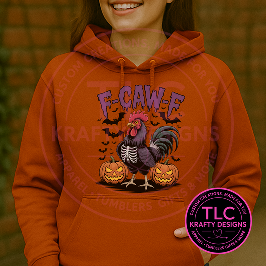 F-CAW-F Rooster Halloween Hoodie – Funny Chicken Pumpkin Sweatshirt