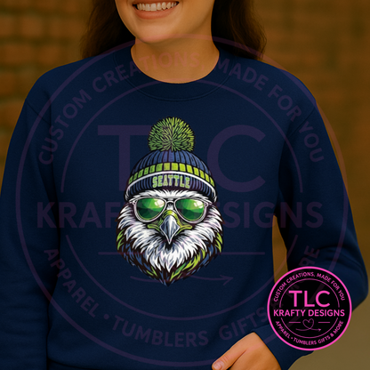 Seattle Football Hawk Beanie Graphic – Seattle Sports T-Shirt or Sweatshirt