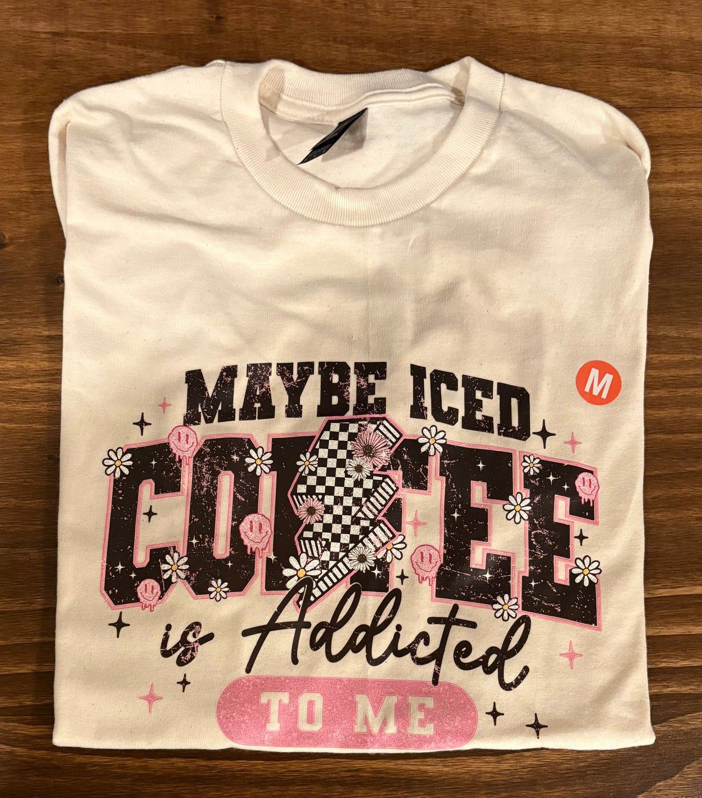 Maybe Iced Coffee Is Addicted to Me Glitter Silk Screen T-Shirt - Ready To Ship
