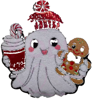 Christmas Ghost Chenille Patch close-up