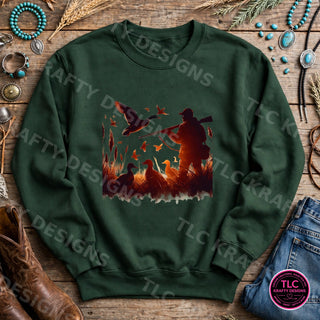 HUNT3 Gildan Crewneck Forest Green mockup
