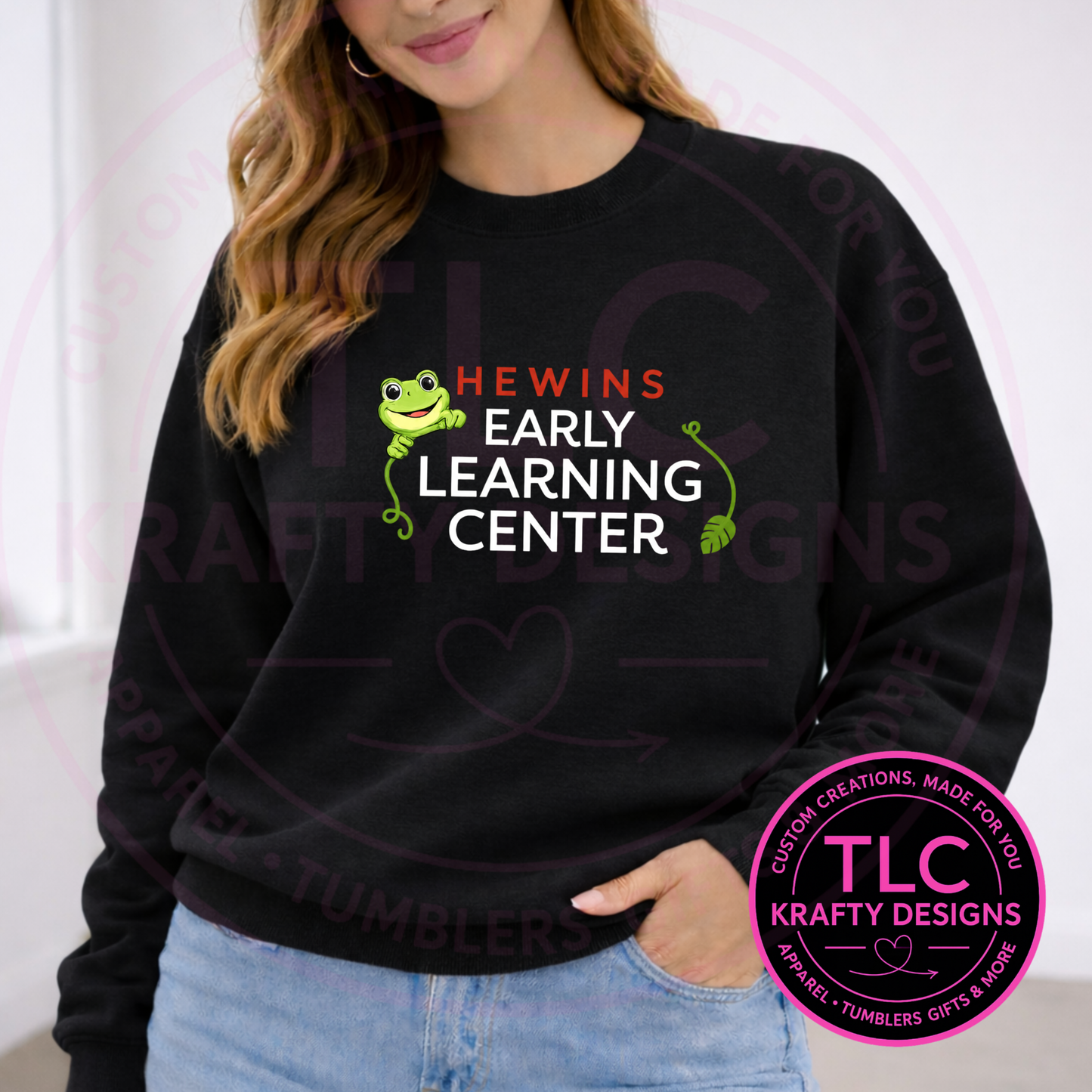 Frog Peeking Hewins Early Learning Center Apparel