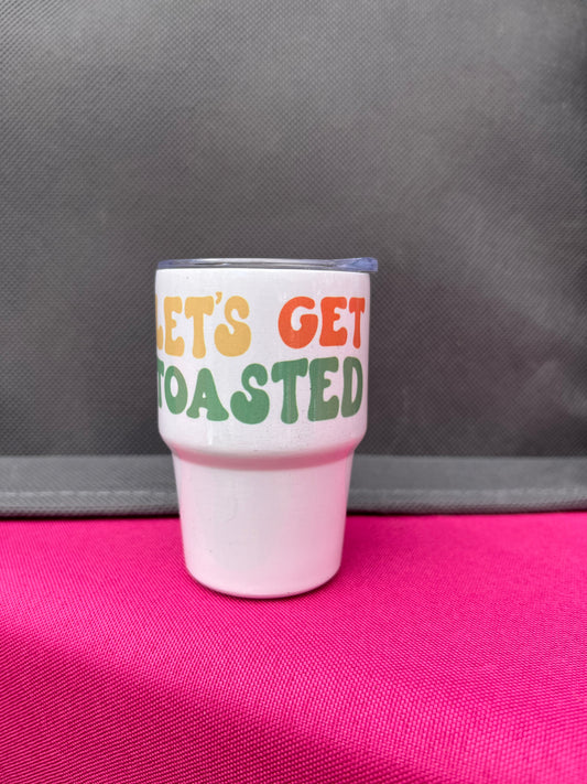 Colorful Let’s get toasted 3oz. Customized Tumbler shot glass