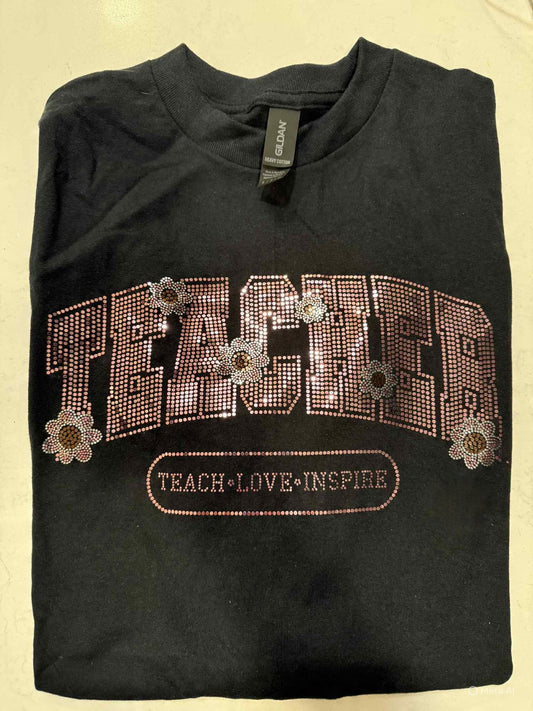 Teacher Spangle T-Shirt - Teach Love Inspire Long or Short Sleeve Tee CK