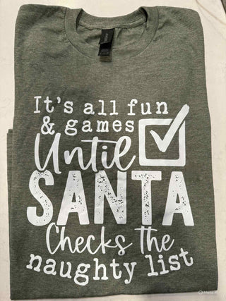 Santa’s Naughty List T-Shirt - Christmas Humor Long or Short Sleeve Tee CK