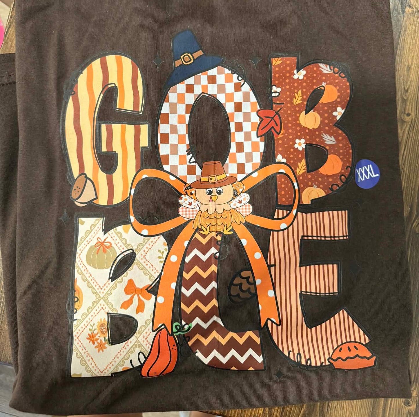 Gobble Turkey T-Shirt - Fall Vibes Short Sleeve Tee LAST CHANCE CK