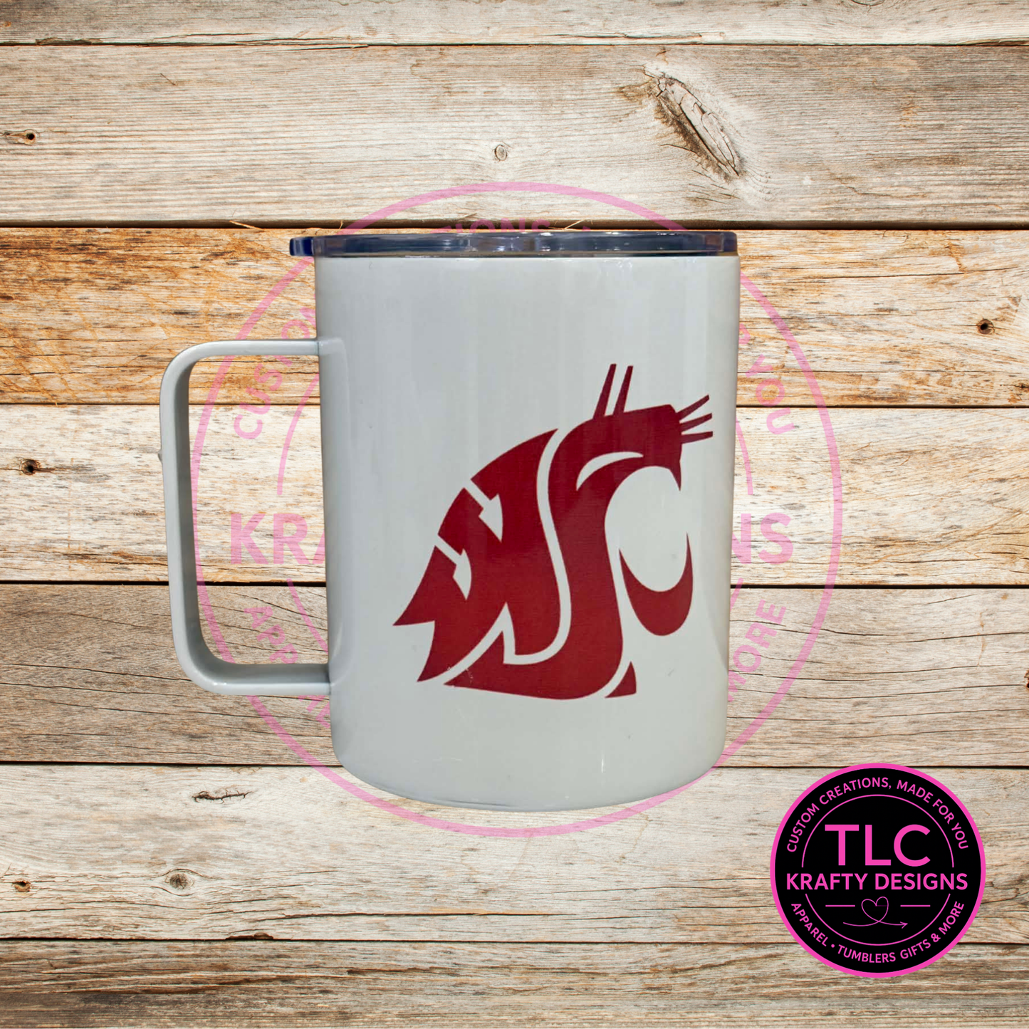 WSU Cougs 12oz Travel Mug with Handle – Insulated Coffee Tumbler with Lid