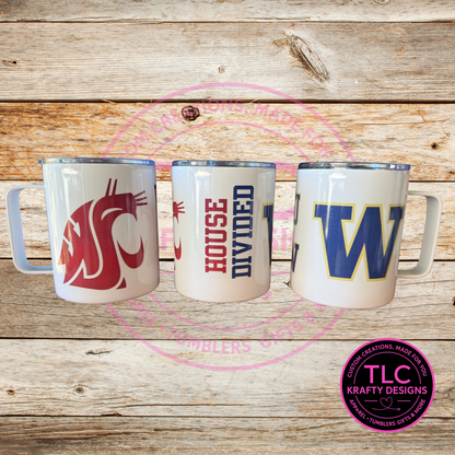 House Divided 12oz Travel Mug – Huskies vs. Cougs