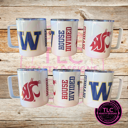 House Divided 12oz Travel Mug – Huskies vs. Cougs