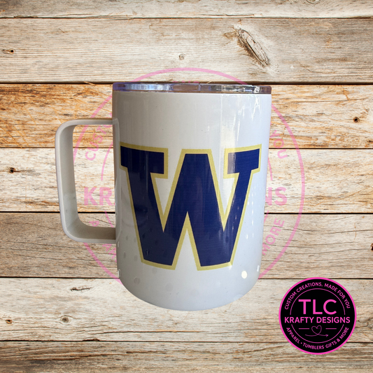 UW Huskies 12oz Travel Mug with Handle – Insulated Coffee Tumbler with Lid