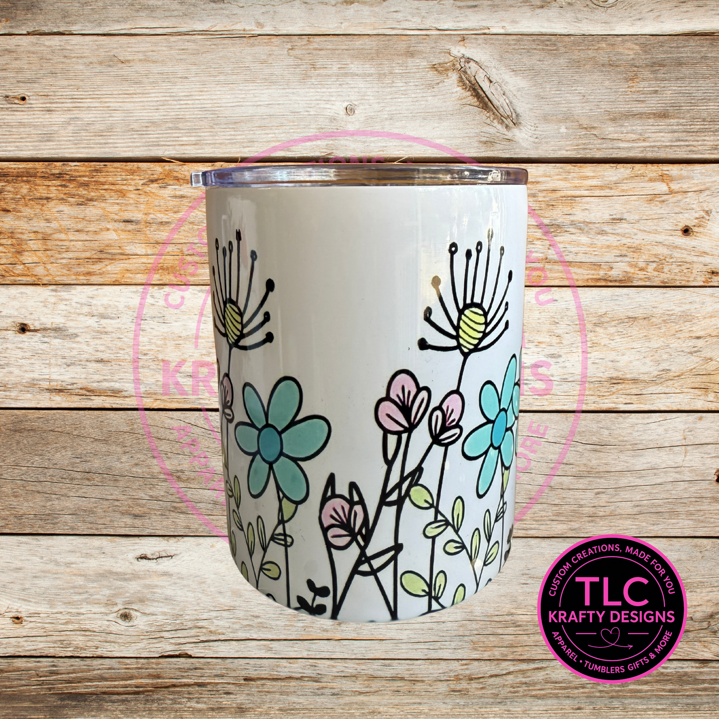Floral Travel Mug with Handle – Insulated Coffee Tumbler with Lid