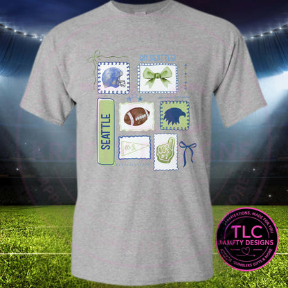 Seattle Football Patchwork Graphic – Seattle Sports T-Shirt or Sweatshirt