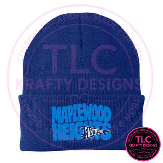 Maplewood Heights Panthers Pennant design on Port Authority Knit Cap in Athletic Royal