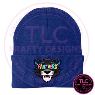 Maplewood Heights Panthers Sunglasses design on Port Authority Knit Cap in Athletic Royal