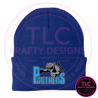 Maplewood Heights Panthers Leaping Panther design on Port Authority Knit Cap in Athletic Royal