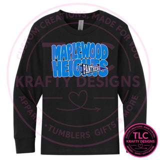 Maplewood Heights Panthers Pennant design on Next Level Apparel Long Sleeve tee in Black