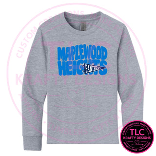 Maplewood Heights Panthers Pennant design on Next Level Apparel Long Sleeve tee in Heather Gray