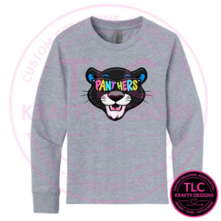 Maplewood Heights Panthers Sunglasses design on Next Level Apparel Long Sleeve tee in Heather Gray