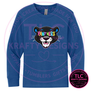 Maplewood Heights Panthers Sunglasses design on Next Level Apparel Long Sleeve tee in Royal