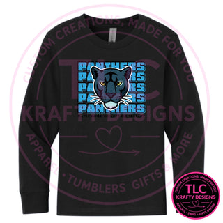 Maplewood Heights Panthers Stacked design on Next Level Apparel Long Sleeve tee in Black